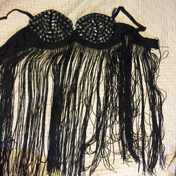 BlackHeart Studded Black Bra! 💀💋 Medium