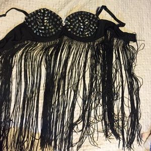 BlackHeart Studded Black Bra! 💀💋 Medium