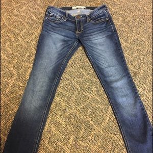 Hollister, medium-dark wash skinny jeans