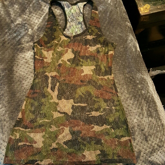 Sheer camouflage tank top