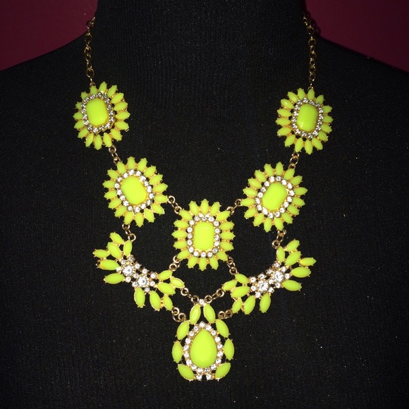 Neon Flower Bib Statement Necklace