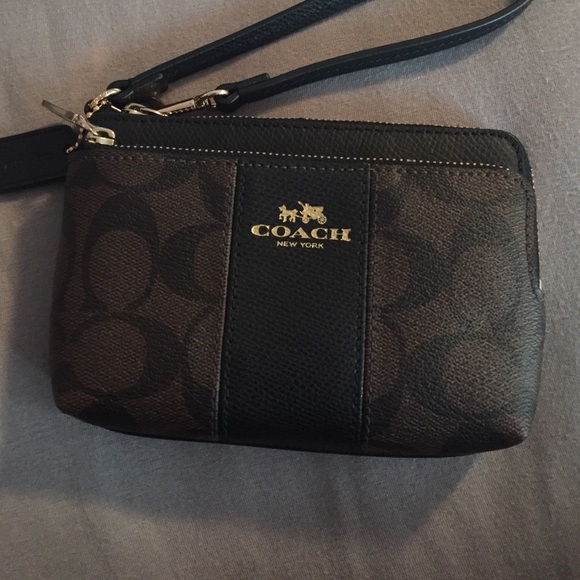 Coach Brown Canvas Wristlet