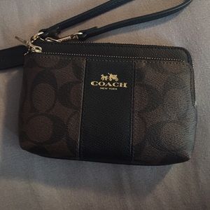 Coach Brown Canvas Wristlet