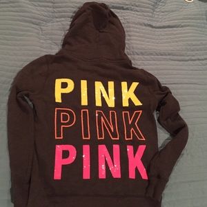 Grey with sequins PINK hoodie