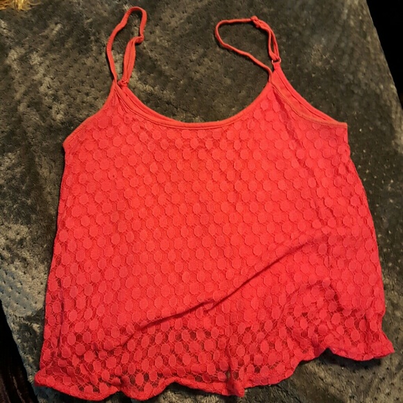 Coral Lace layered camisole tank top