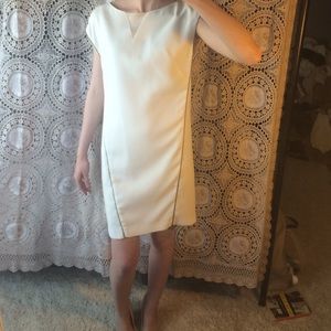 Tahari / White shift dress w Zip detailing