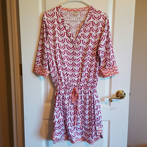 Fuschia, White and Orange Patterned Dress