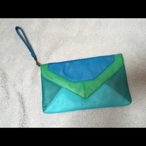Beautiful blue and green clutch!