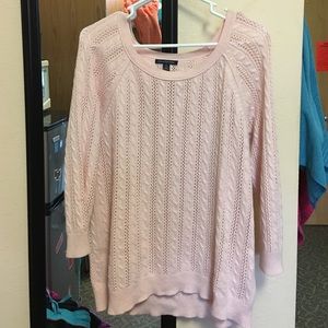 American Eagle cable knit sweater, light pink