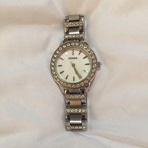Silver bling fossil watch