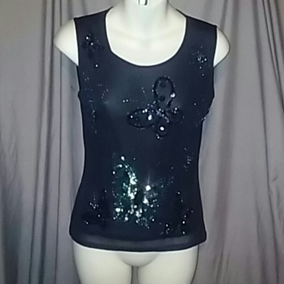 Like New sheer back sequined top