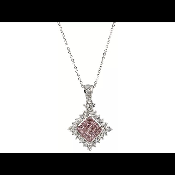 1.20 Ct. Round & Fancy Pink princess Cut Pendant