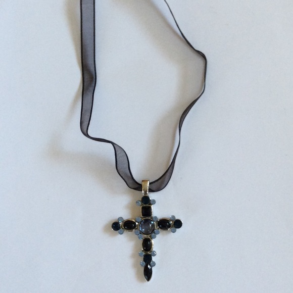 Cookie Lee Jewelry - Blue Cross Pendant Necklace