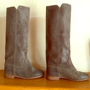 Brown suede Isabel Marant inner wedge boots