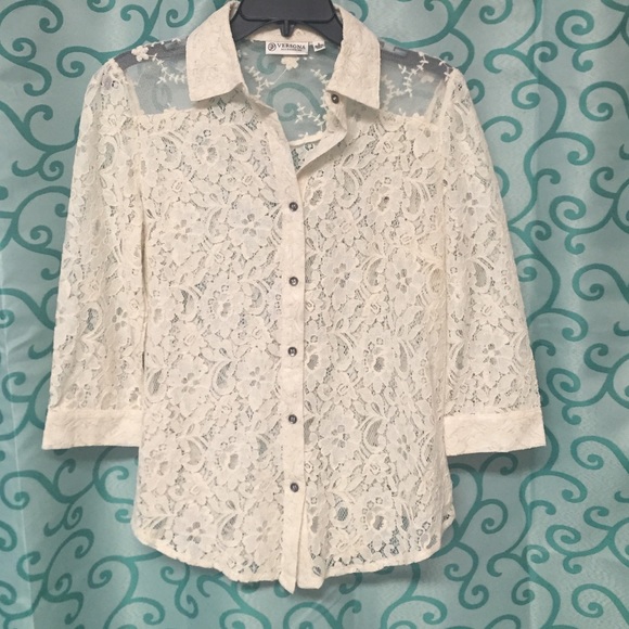 Lace Button-down Top