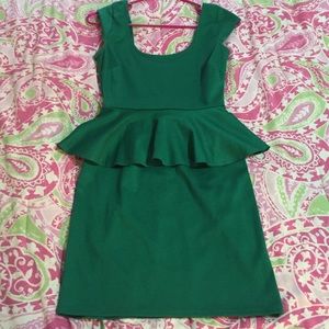 Green peplum dress