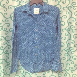 Blue button down top