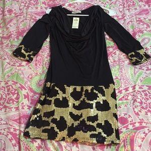 NEVER WORN Arden B black and cheetah sequin dress