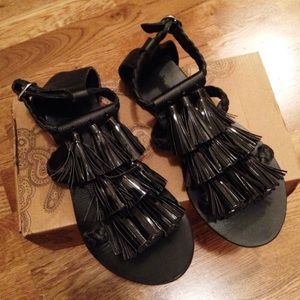 Black Fringe Sandals from Urban Outfitters