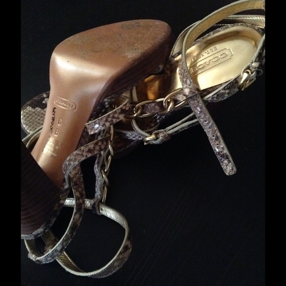 Authentic! Coach Python Embossed Gold Chain heels - Picture 4 of 4