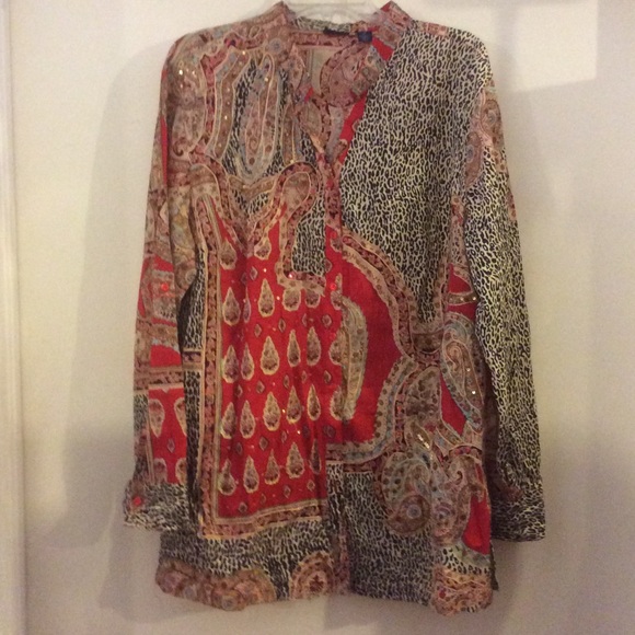 WESTBOUND WOMAN 2X BUTTON FRONT TUNIC BLOUSE