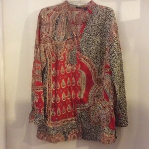 WESTBOUND WOMAN 2X BUTTON FRONT TUNIC BLOUSE