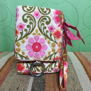 VERA BRADLEY pink green CLUTCH purse . Wristlet