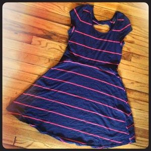 Navy And Pink Striped Dress