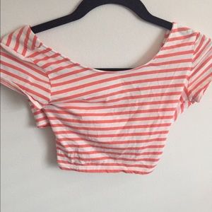 orange and white crop top💋