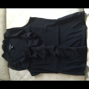 WHBM Black Ruffled Top