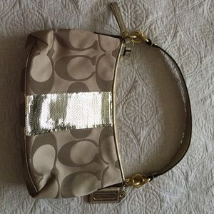 Coach Sequins Demi Bag in Light Khaki/Gold