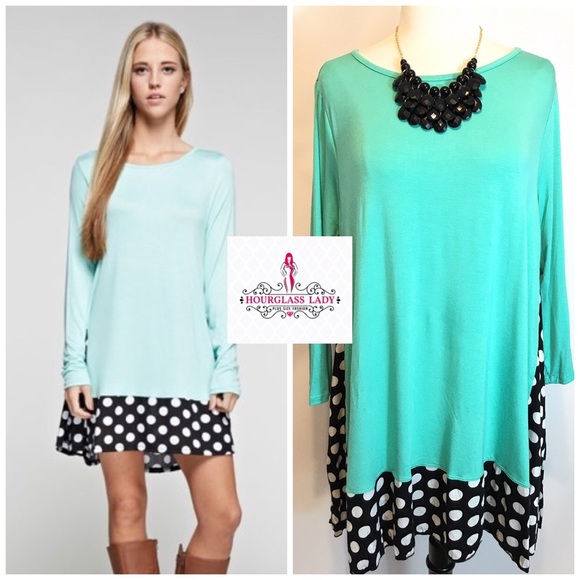 XL FITS 1X💕Mint Layered Dots Dress - Picture 2 of 4