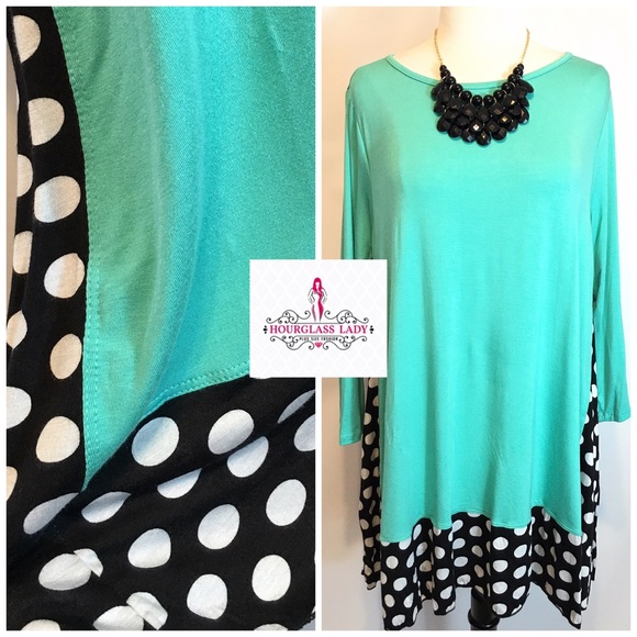 XL FITS 1X💕Mint Layered Dots Dress - Picture 3 of 4