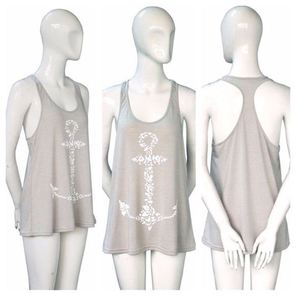 SALE! M Nautical Racerback Long Tank Top Loose Fit - Picture 4 of 4