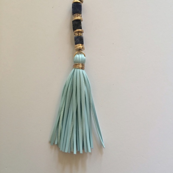 Trendy Tassel Necklace Blue Tassle