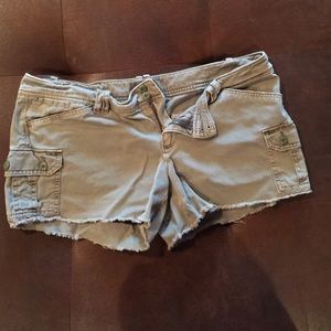 Distressed cargo shorts