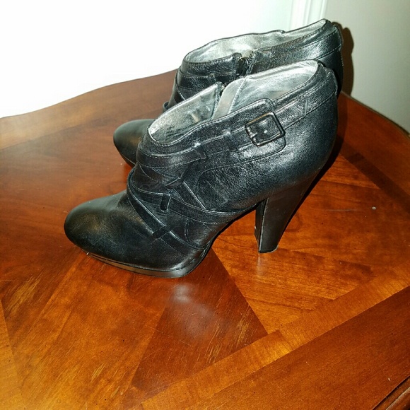 Womens Calvin Klein CK Black Leather Peg Shiny