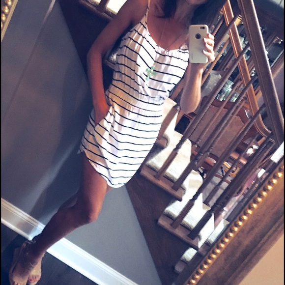 White with Black Stripes Sun Dress