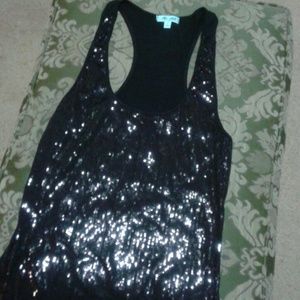 Beautiful Black Sequence Tank Top