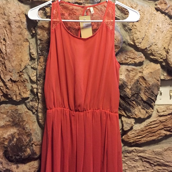 Peach maxi dress.
