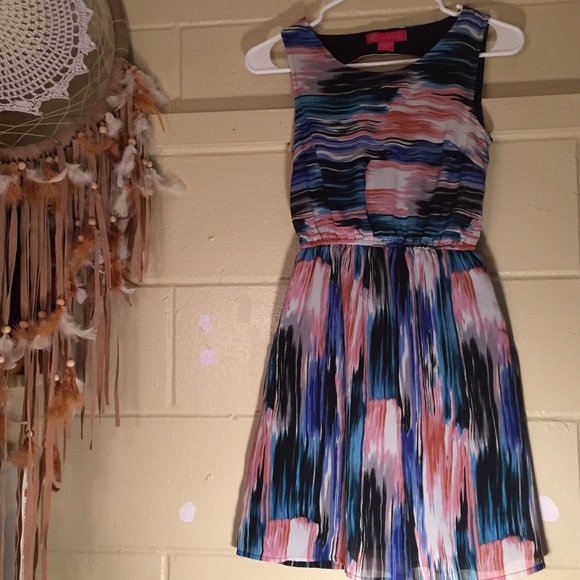 Watercolor Dress with Open Back