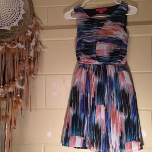 Watercolor Dress with Open Back