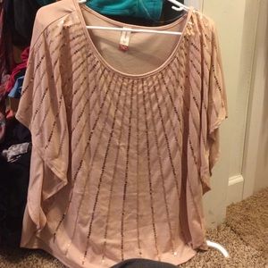 Light pink top with sequins. Size XXL