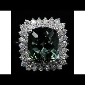 8.39 Ct. Oval Cut Natural Green Tourmaline Ring