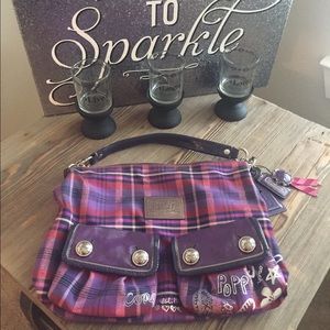 Poppy Hippie Messenger Purple Pink Plaid Satchel