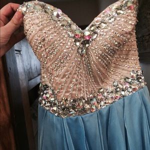 Sherri Hill Blue Hi Low Dress