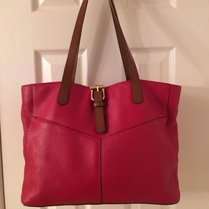  HP Ralph Lauren Red Leather Shoulder Tote Bag HP Ralph Lauren Red Leather Shoulder Tote Bag