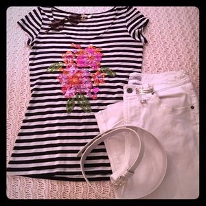 Nautical striped top with sequin detail