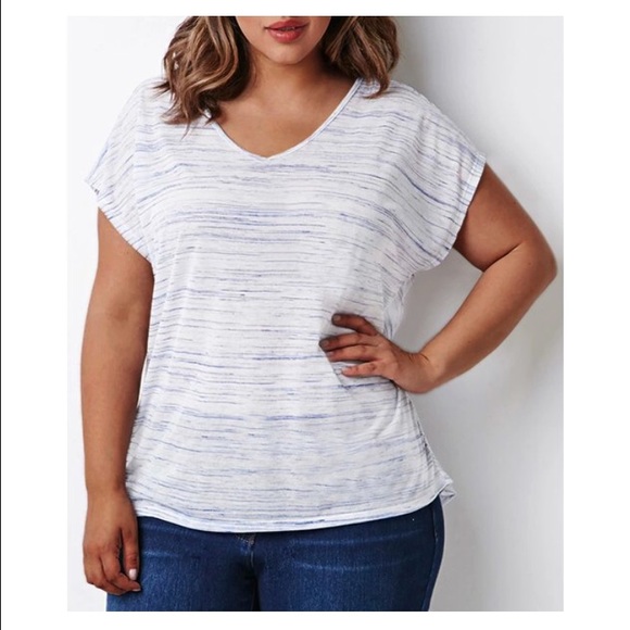 V-Neck Short Sleeve Hollow Out Loose-Fitting Shirt