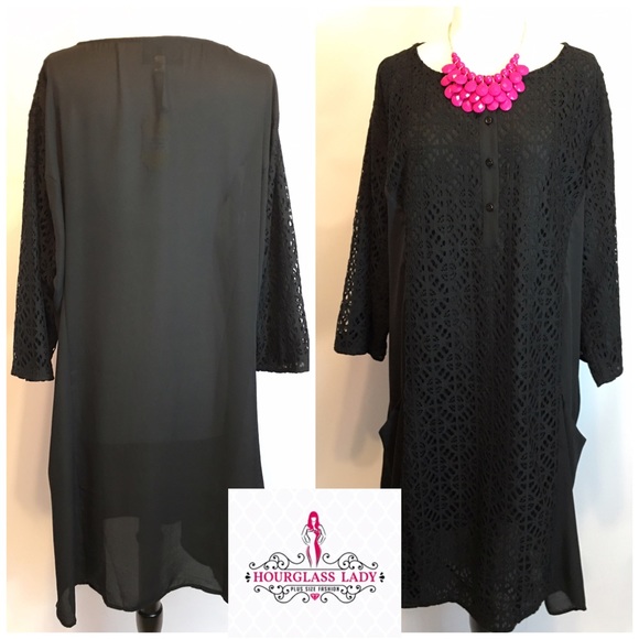 PLUS🔥Black Lace panel western boho sheath dress - Picture 3 of 3